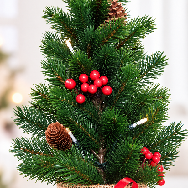 GreenBrokers Mini Artificial Pine Christmas Tree 43cm with LED Lights in Pot D1392