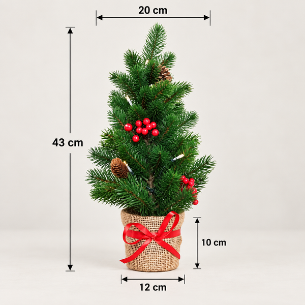 GreenBrokers Mini Artificial Pine Christmas Tree 43cm with LED Lights in Pot D1392