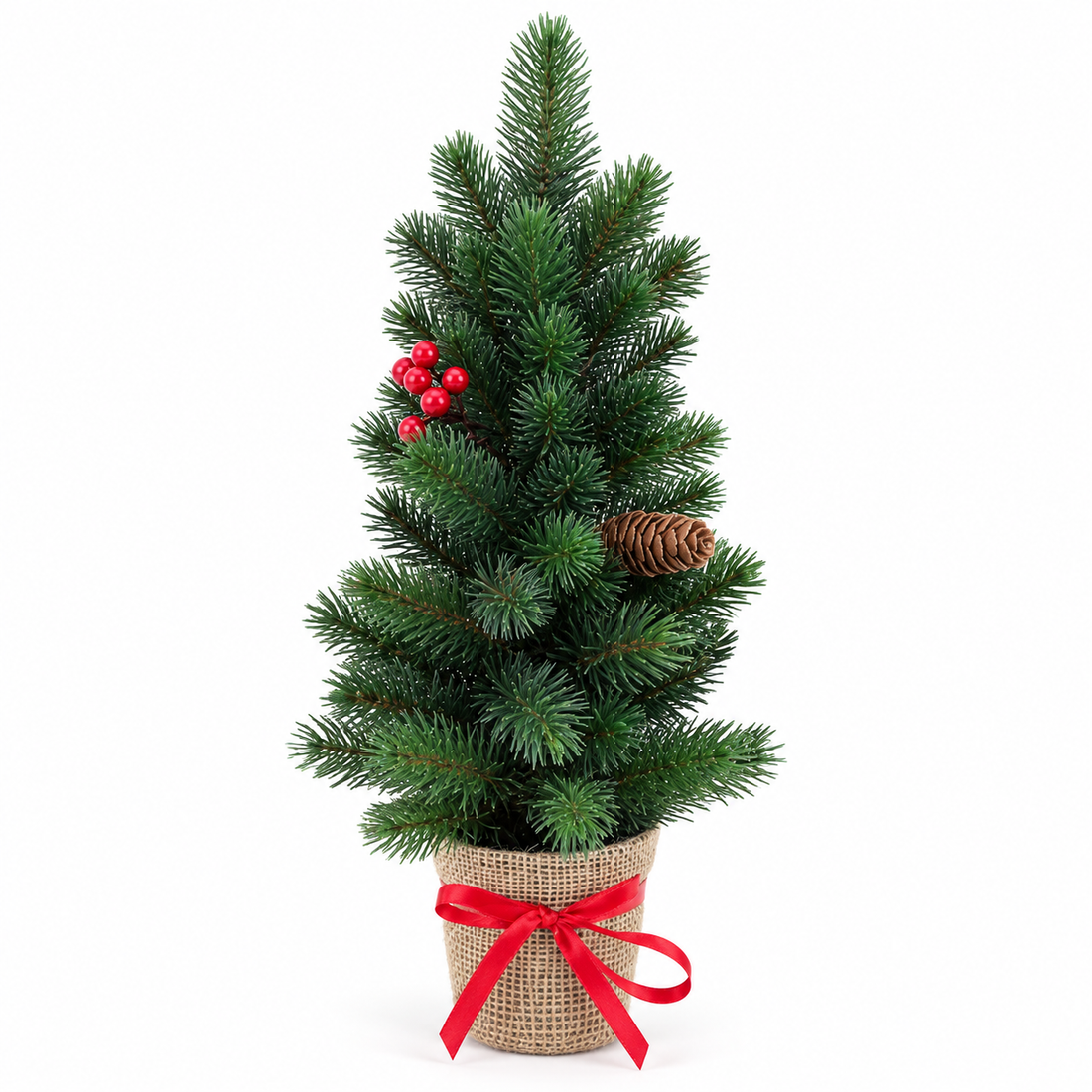 GreenBrokers Mini Artificial Pine Christmas Tree 50cm with LED Lights in Pot D1395
