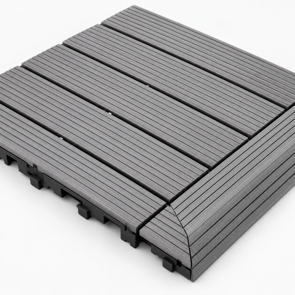 Dekco Pack of 10 Grey Composite Decking Interlocking Tiles 30cm x 30cm - DE1276