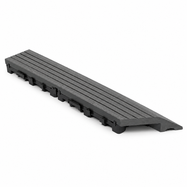 Dekco 1 Piece Grey Composite Interlocking Left Edging Tile  37cm x 7cm - DE1279