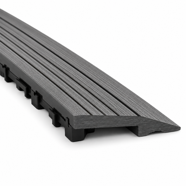 Dekco 1 Piece Grey Composite Interlocking Left Edging Tile  37cm x 7cm - DE1279