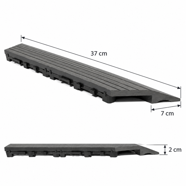 Dekco 1 Piece Grey Composite Interlocking Left Edging Tile  37cm x 7cm - DE1279