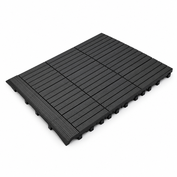 Dekco 1 Piece Black Composite Interlocking Left Edging Tile 37cm x 7cm - DE1281
