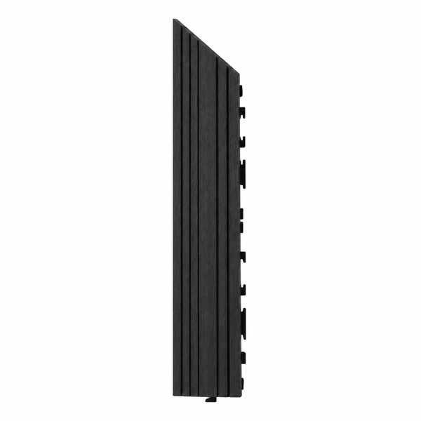 Dekco 1 Piece Black Composite Interlocking Left Edging Tile 37cm x 7cm - DE1281