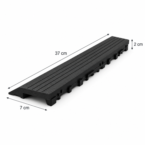 Dekco 1 Piece Black Composite Interlocking Left Edging Tile 37cm x 7cm - DE1281