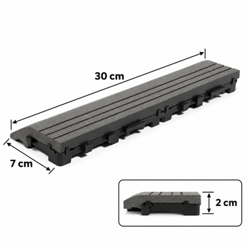 Dekco 1 Piece Grey Composite Interlocking Straight Edging Tile 30cm x 7cm - DE1285