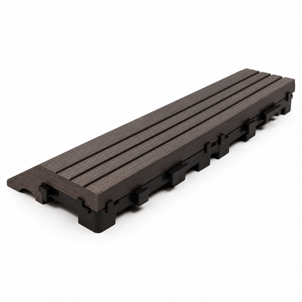 Dekco 1 Piece Brown Composite Interlocking Straight Edging Tile 30cm x 7cm - DE1286