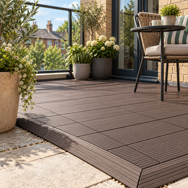 Dekco 1 Piece Brown Composite Interlocking Straight Edging Tile 30cm x 7cm - DE1286