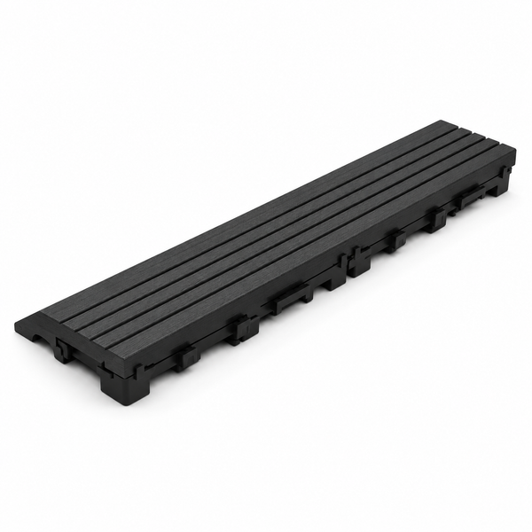 Dekco 1 Piece Black Composite Interlocking Straight Edging Tile 30cm x 7cm - DE1287