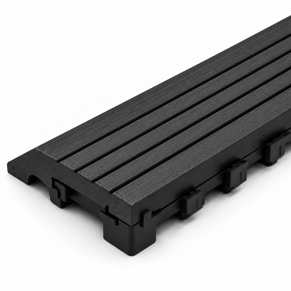 Dekco 1 Piece Black Composite Interlocking Straight Edging Tile 30cm x 7cm - DE1287