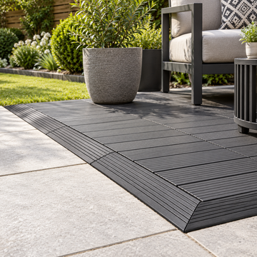 Dekco 1 Piece Black Composite Interlocking Straight Edging Tile 30cm x 7cm - DE1287