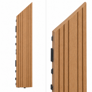 Dekco 1 Piece Teak Composite Interlocking Right Edging Tile 37cm x 7cm - DE1361