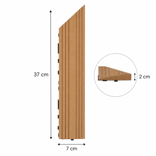Dekco 1 Piece Teak Composite Interlocking Right Edging Tile 37cm x 7cm - DE1361