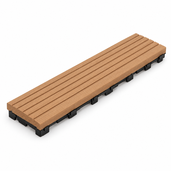 Dekco 1 Piece Teak Composite Interlocking Straight Edging Tile 30cm x 7cm - DE1362