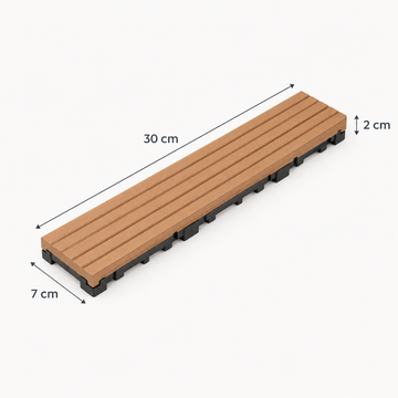 Dekco 1 Piece Teak Composite Interlocking Straight Edging Tile 30cm x 7cm - DE1362