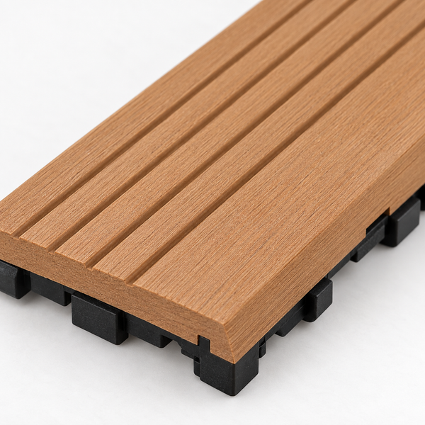Dekco 1 Piece Teak Composite Interlocking Straight Edging Tile 30cm x 7cm - DE1362
