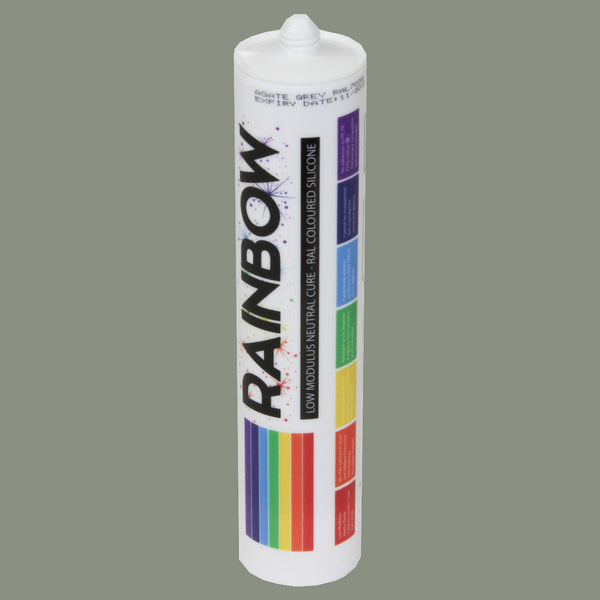 Rainbow RAL 7033 Silicone Sealant Cement Grey - 300ml - Durable & Anti-Mould - For Kitchen, Bathroom, Showers & Other Sanitary Areas - Nozzle Included - DIY7033