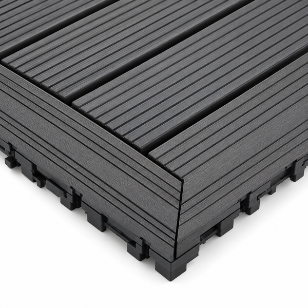 Dekco Pack of 10 Black Composite Interlocking Tiles 30cm x 30cm - GB1278