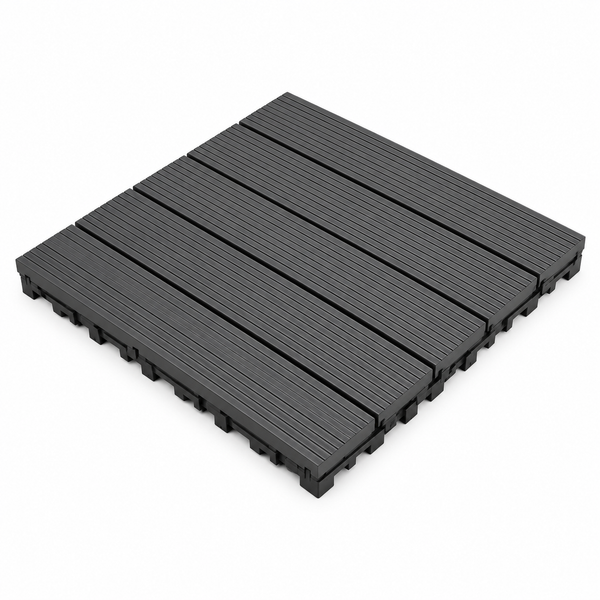 Dekco Pack of 10 Black Composite Interlocking Tiles 30cm x 30cm - GB1278
