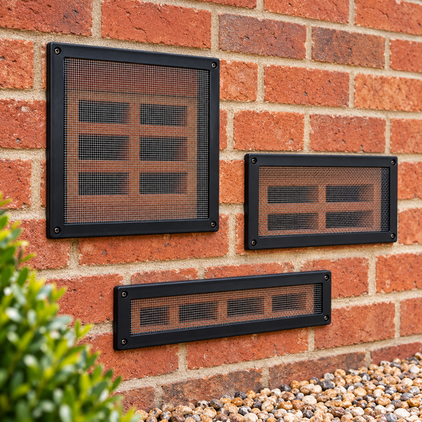 MAXAM Maxvent Plastic Air Brick Cover - Black - Various Sizes Available