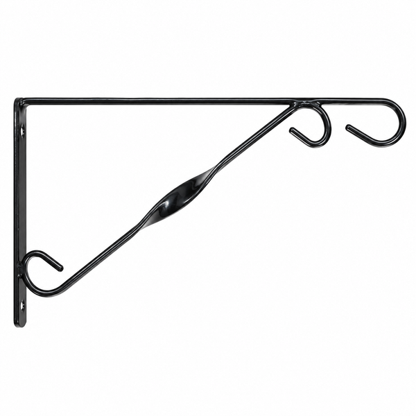 2 x Black Single Twist Metal Hanging Basket Bracket 12in/30cm - S1407