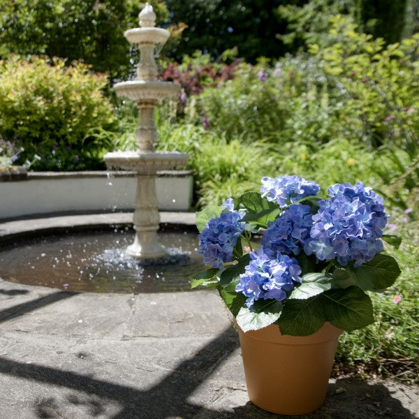 Artificial Blue Hydrangea in Terracotta Pot 50cm/20in - A1307