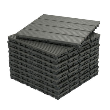 Dekco Pack of 10 Black Composite Interlocking Tiles 30cm x 30cm - GB1278