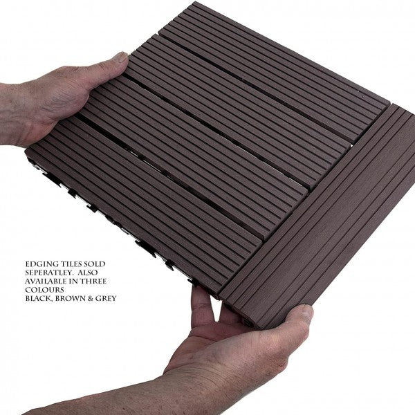 Dekco Pack of 10 Brown Composite Decking Interlocking Tiles 30cm x 30cm - DE1277