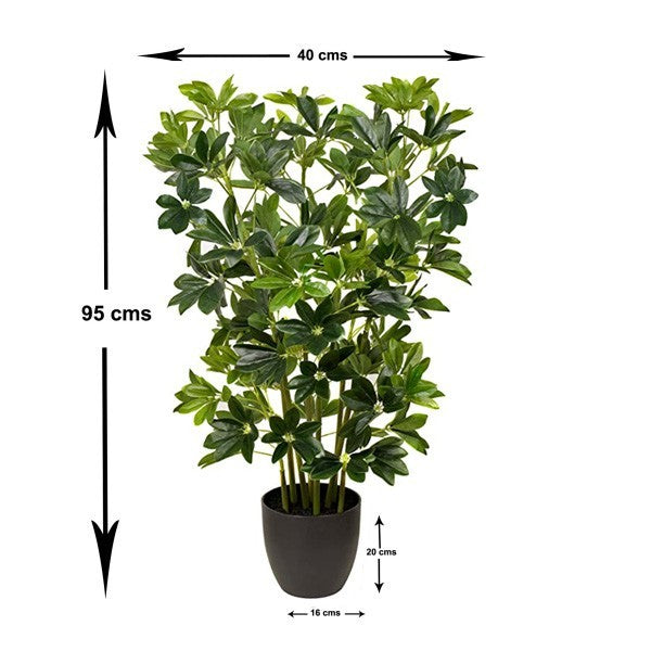 *Clearance* Artificial Schefflera Umbrella Plant in Black Pot 95cm/3ft - A1163C