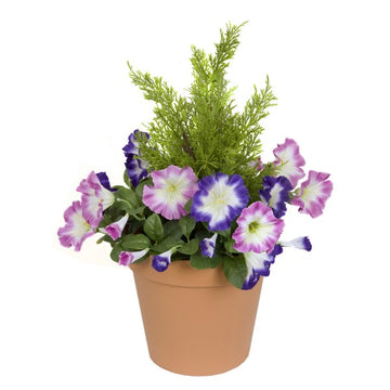 Artificial Pink &amp; Purple Petunia Terracotta Patio Planter 60cm/24in - A1244