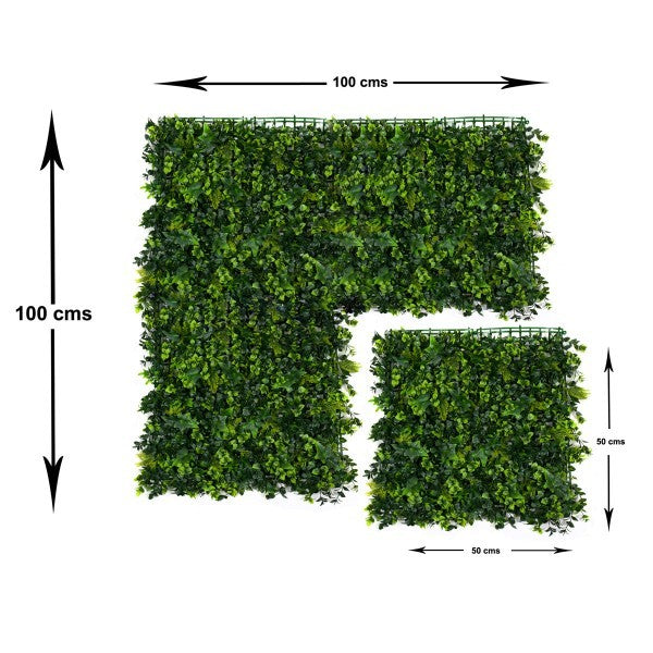 Artificial Green Wall Hedge with Mixed Leaf &amp; Ivy Type Foliage Pack of 4 x 50cm/20in - A1141