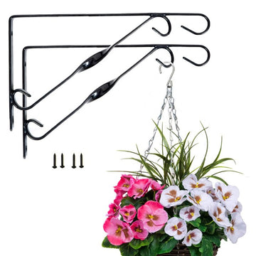2 x Black Plastic Coated Single Twist Hanging Basket Bracket 12in/30cm - A1407