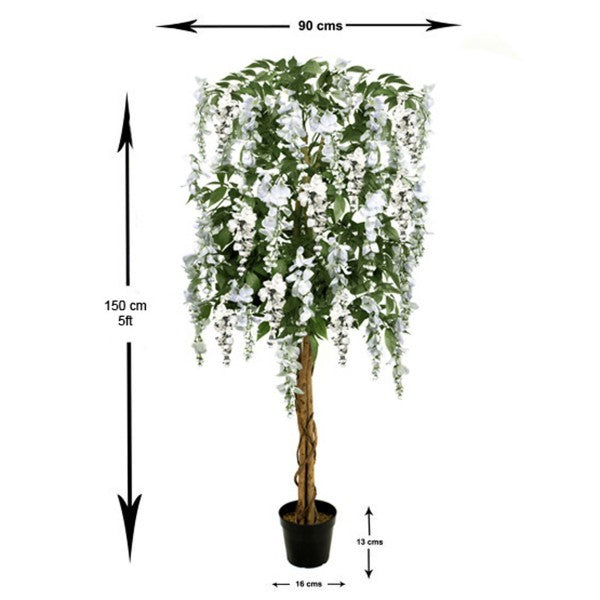 Artificial White Wisteria Tree Potted Plant 150cm/5ft -A1213