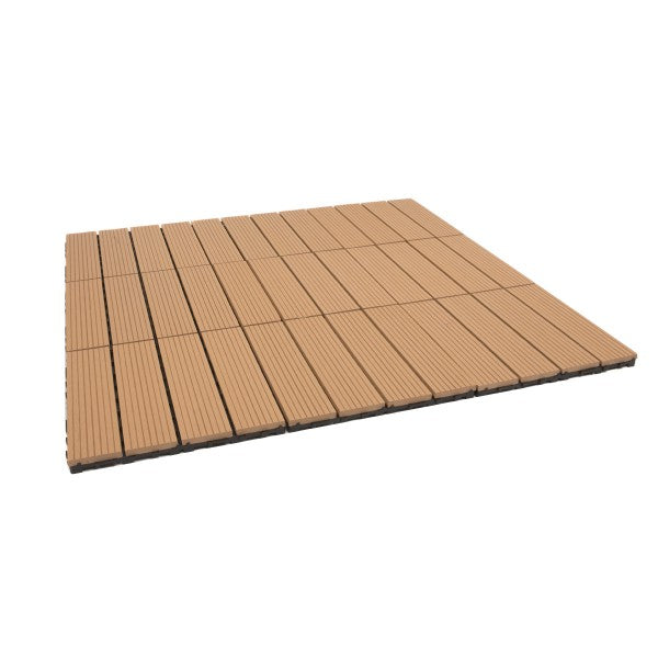 Dekco Pack of 10 Teak Composite Decking Interlocking Tiles 30cmx30cm - DE1359