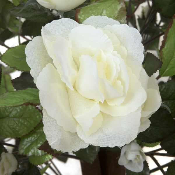 *Clearance* Artificial White Rose Tree 30 Flowers 120cm/4ft - A1406C