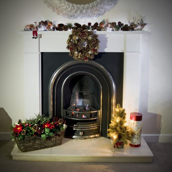 Artificial Christmas Window Box with Poinsettia Pinecones Berries &amp; Conifer &amp; Pine Greenery 