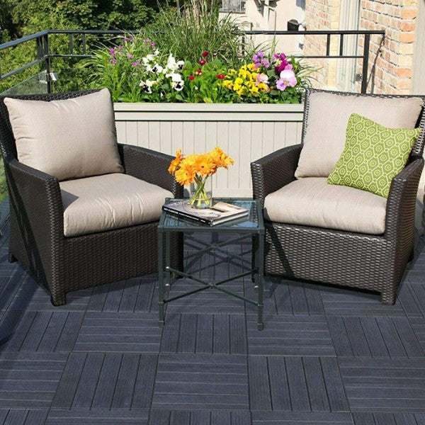 Dekco Pack of 10 Grey Composite Decking Interlocking Tiles 30cm x 30cm - DE1276