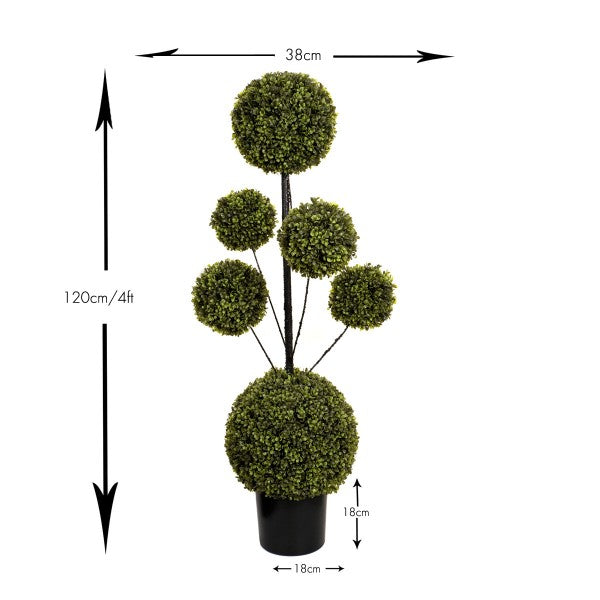 *Clearance* Artificial Six Sphere Boxwood Topiary Tree 4ft/120cm - A1417C