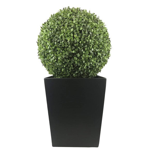Artificial Aglaia Boxwood Ball in Straight Black Tin Planter 72cm/2ft