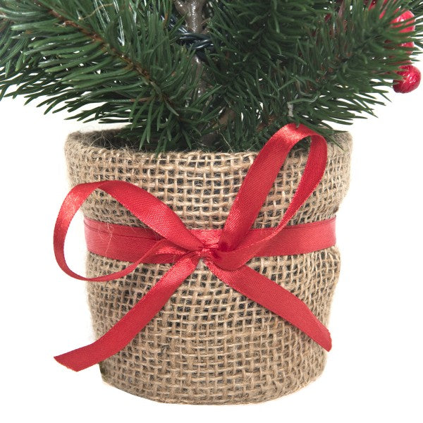 GreenBrokers Mini Artificial Pine Christmas Tree 50cm with LED Lights in Pot D1395