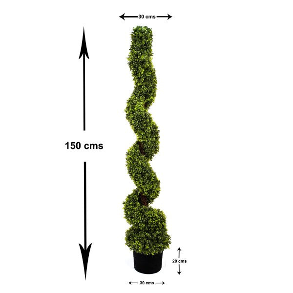  Artificial Spiral Boxwood Topiary Tree 150cm/5ft (Set of 2) - A1180