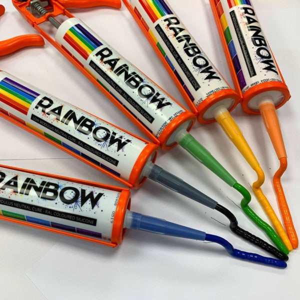 Rainbow RAL 7047 Coloured Silicone Sealant Telegrey 4 | 300ml | Durable & Anti-Mould | For Kitchen, Bathroom, Showers & Other Sanitary Areas | Nozzle Included - DIY7047 