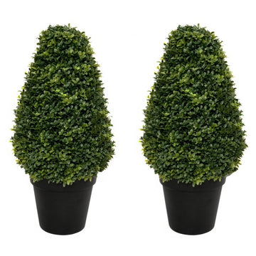 Artificial Boxwood Topiary Cone Shaped Potted Plant 70cm/28in (Set of 2) - A1300