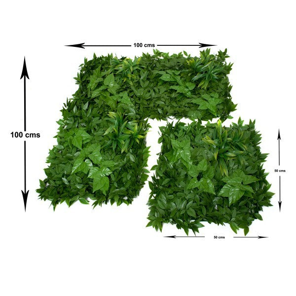 Artificial Green Wall Hedge with Dark Leaf Foliage Flowers Pack of 4 x 50cm/20in - A1270