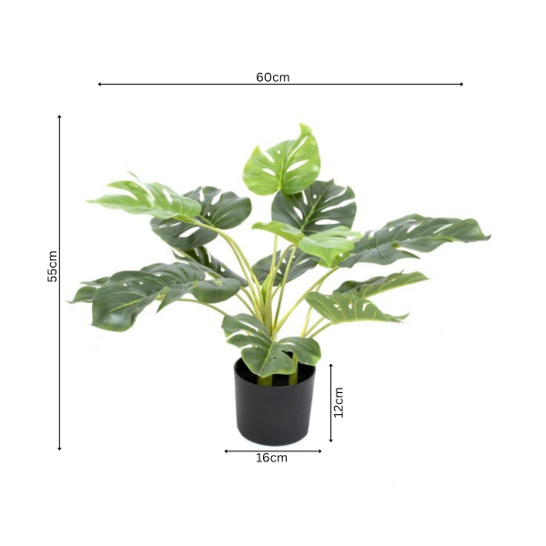 Artificial Tropical Monstera Tree in Black Pot 55cm/22in - A1292