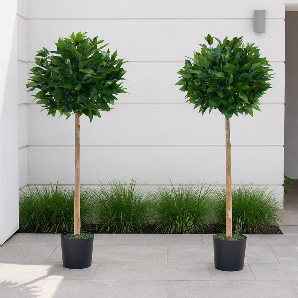 Artificial Bay Trees (Set of 2) With Real Wood Trunk, Natural Leaf and Brown Berries 4ft/120 cm - A1002