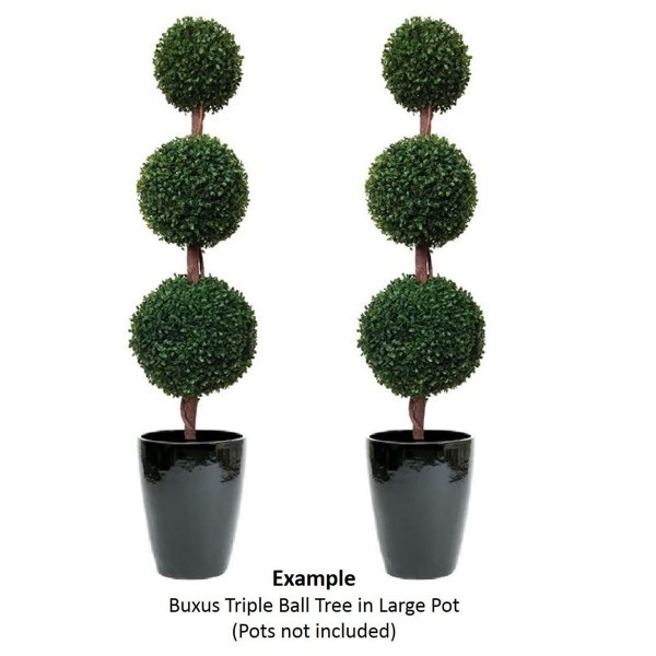 Artificial Triple Ball Boxwood Topiary Trees - 120cm/4ft (Set of 2) - A1006