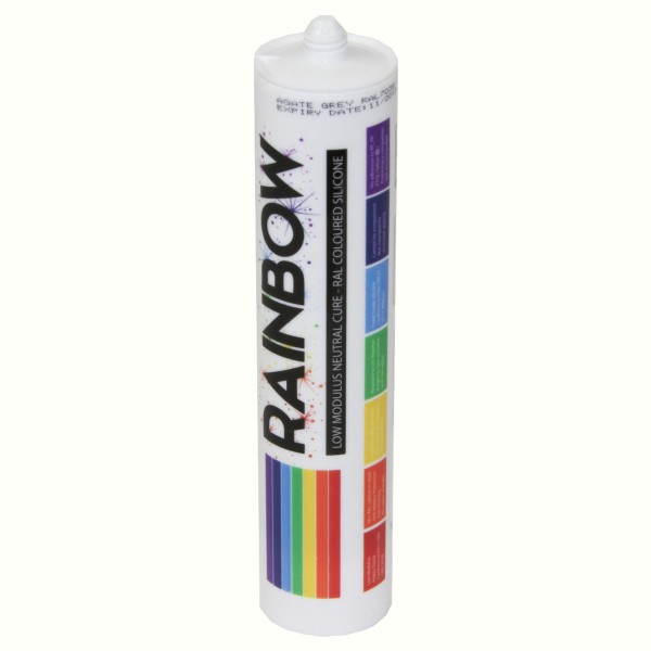 Rainbow RAL 9010 Coloured Silicone Sealant Pure White | 300ml | Durable & Anti-Mould | For Kitchen, Bathroom, Showers & Other Sanitary Areas | Nozzle Included - GB1537