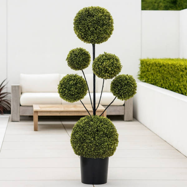 *Clearance* Artificial Six Sphere Boxwood Topiary Tree 4ft/120cm - A1417C